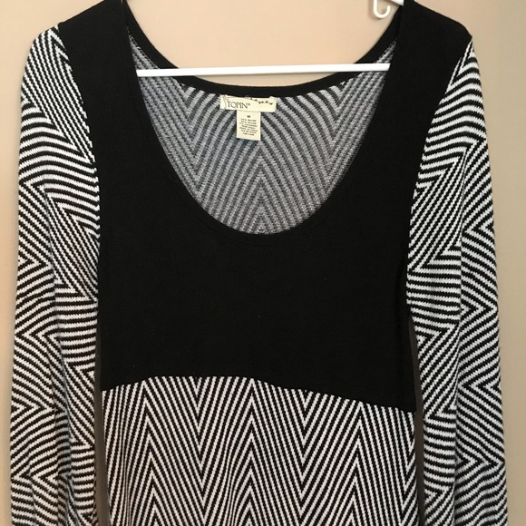 Topin Black and White Striped Long Sleeve Dress M - Picture 5 of 6